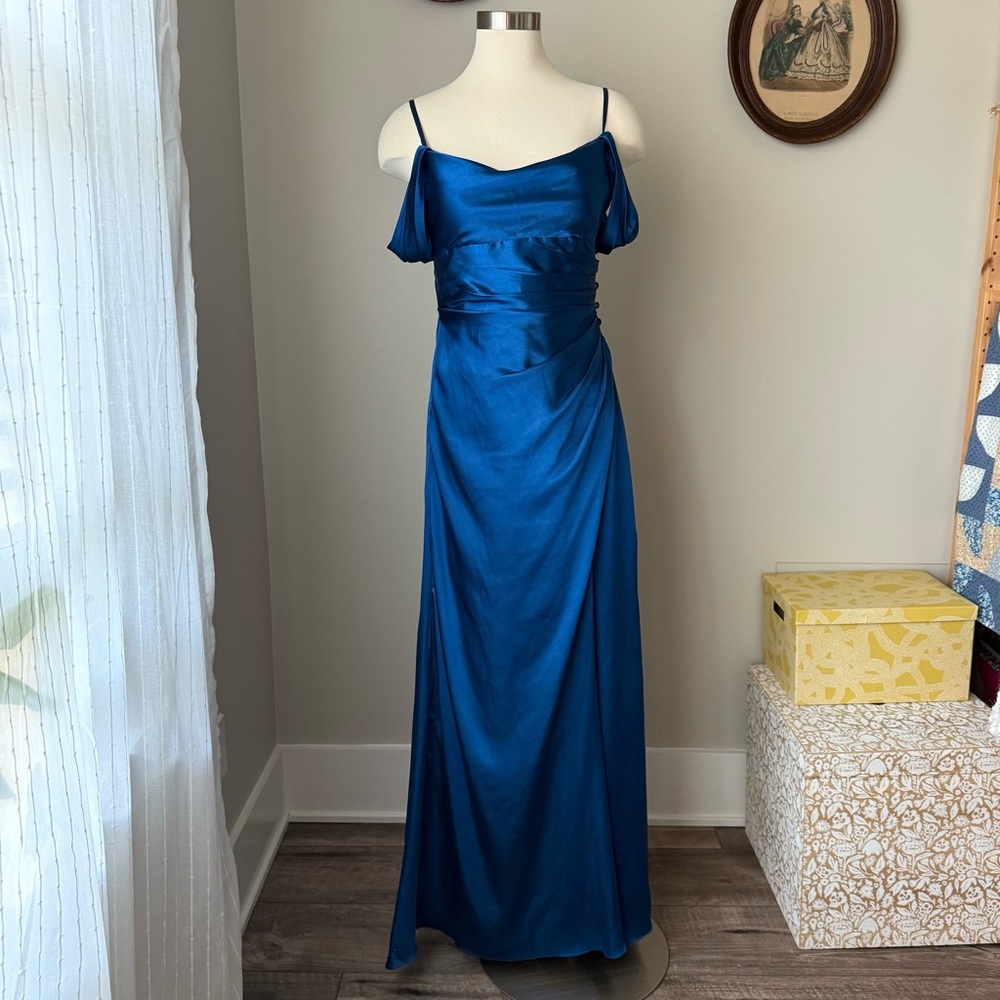 David’s Bridal sapphire blue bridesmaid dress - Galina Signature